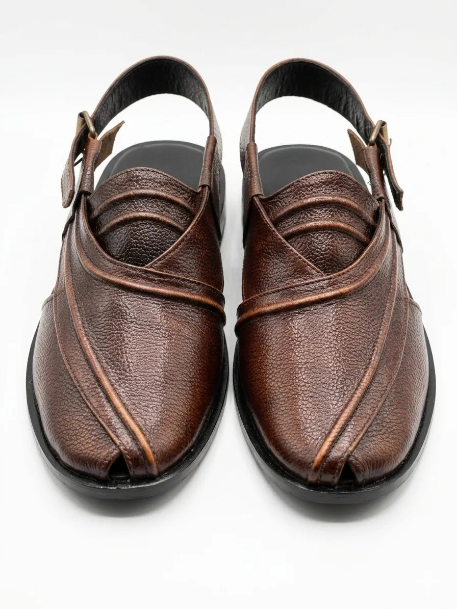 The Sultan’s Sandal - Strip Pattern Black and Brown color