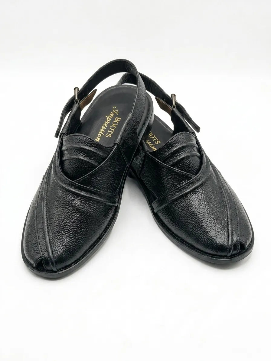 The Sultan’s Sandal - Strip Pattern Black and Brown color