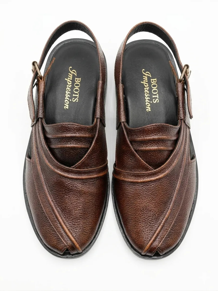 The Sultan’s Sandal - Strip Pattern Black and Brown color
