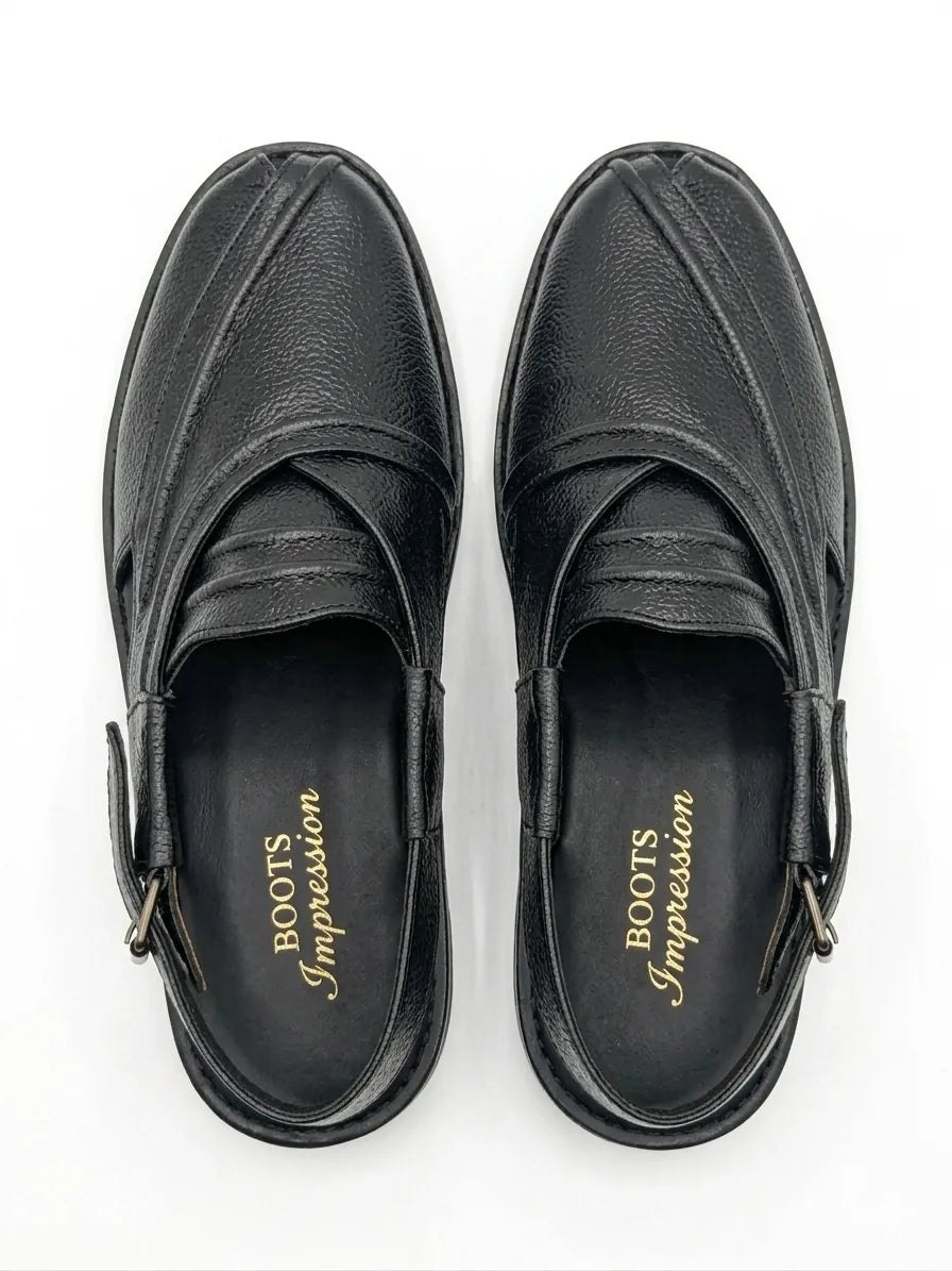 The Sultan’s Sandal - Strip Pattern Black and Brown color