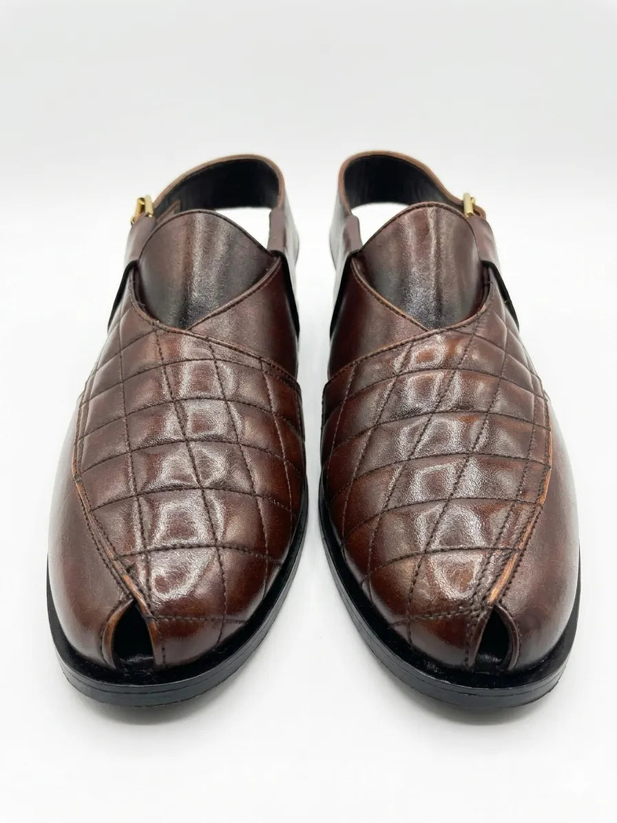 The Textured Kaptaan Peshawari - (Brown & Black)