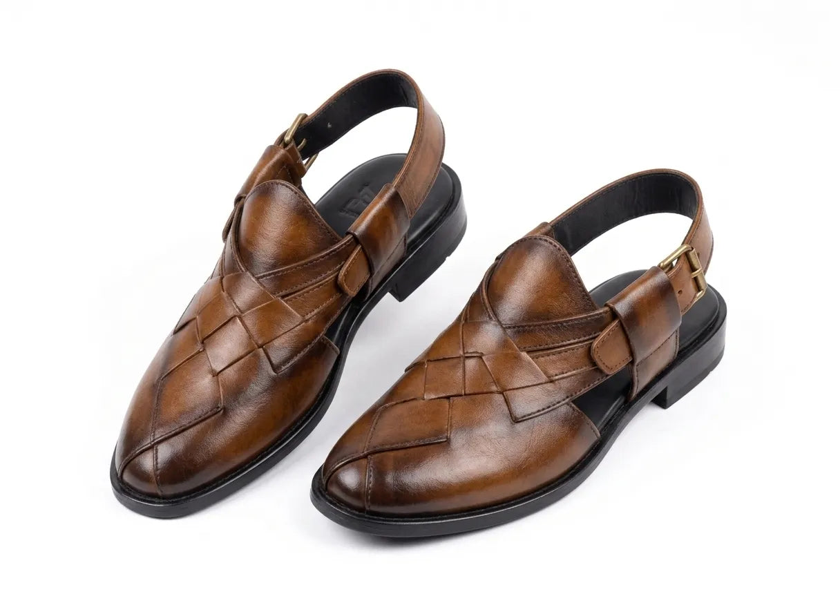 Peshawari- Checkered Patent Black and Brown Color