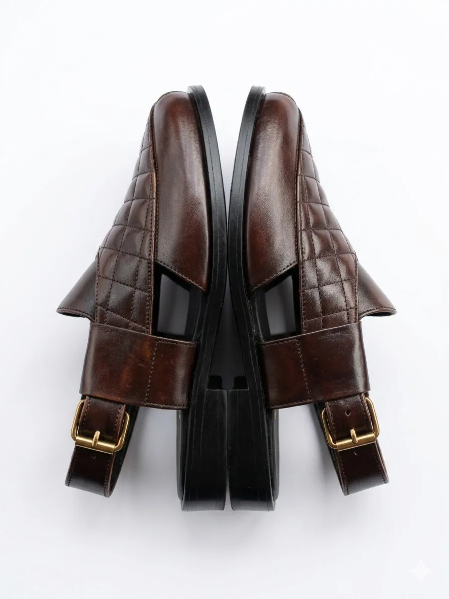 The Textured Kaptaan Peshawari - (Brown & Black)