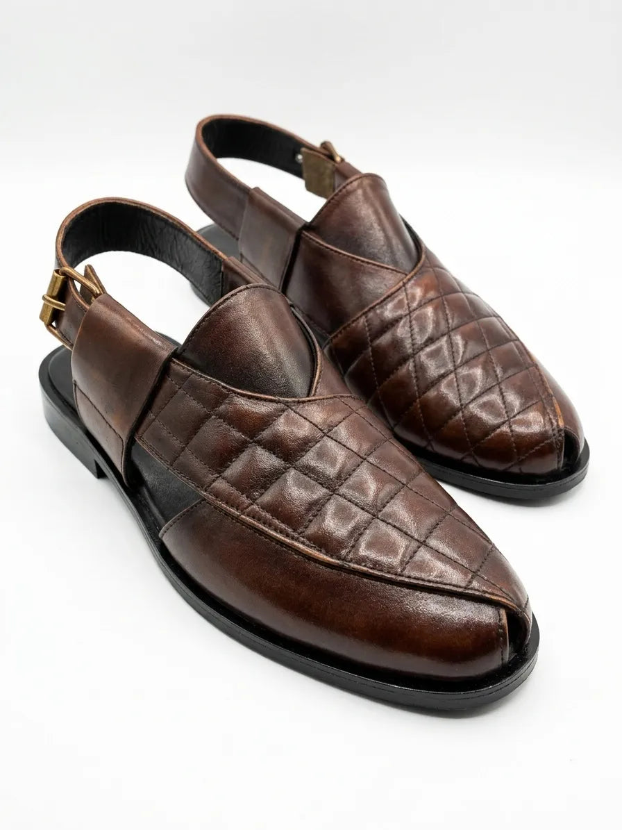 The Textured Kaptaan Peshawari - (Brown & Black)
