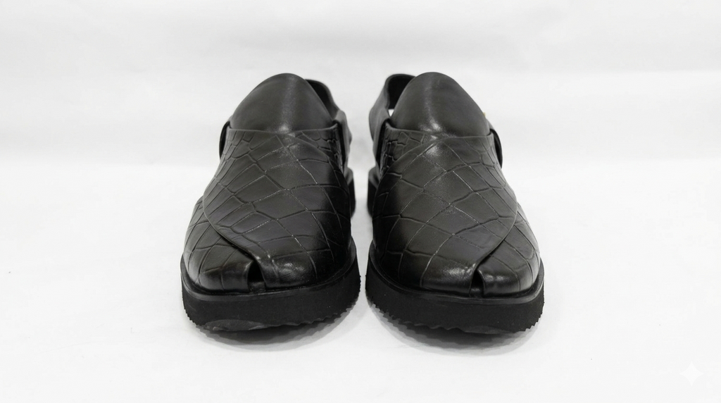 Black Checkered Sandal - ( Peshawari )