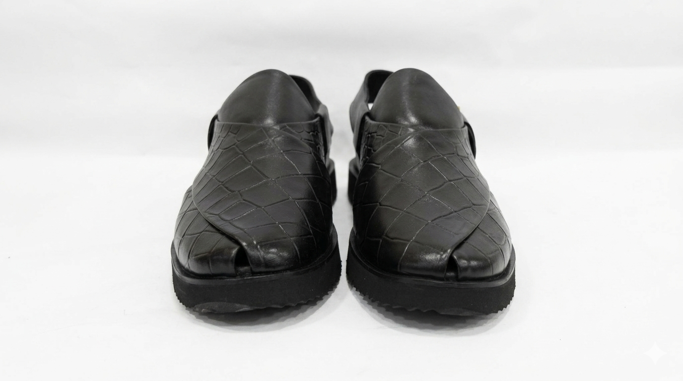 Black Checkered Sandal - ( Peshawari )