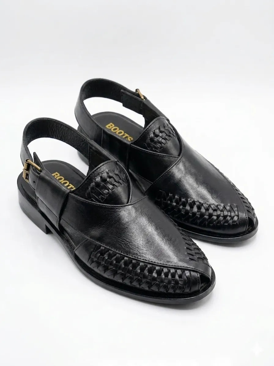 Peshawari- Paroi Designed Leather Sandal - Brown & Black